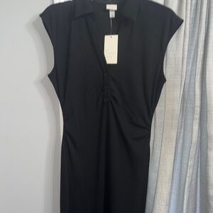 a new day Black Cap-Sleeve Polo Midi Dress